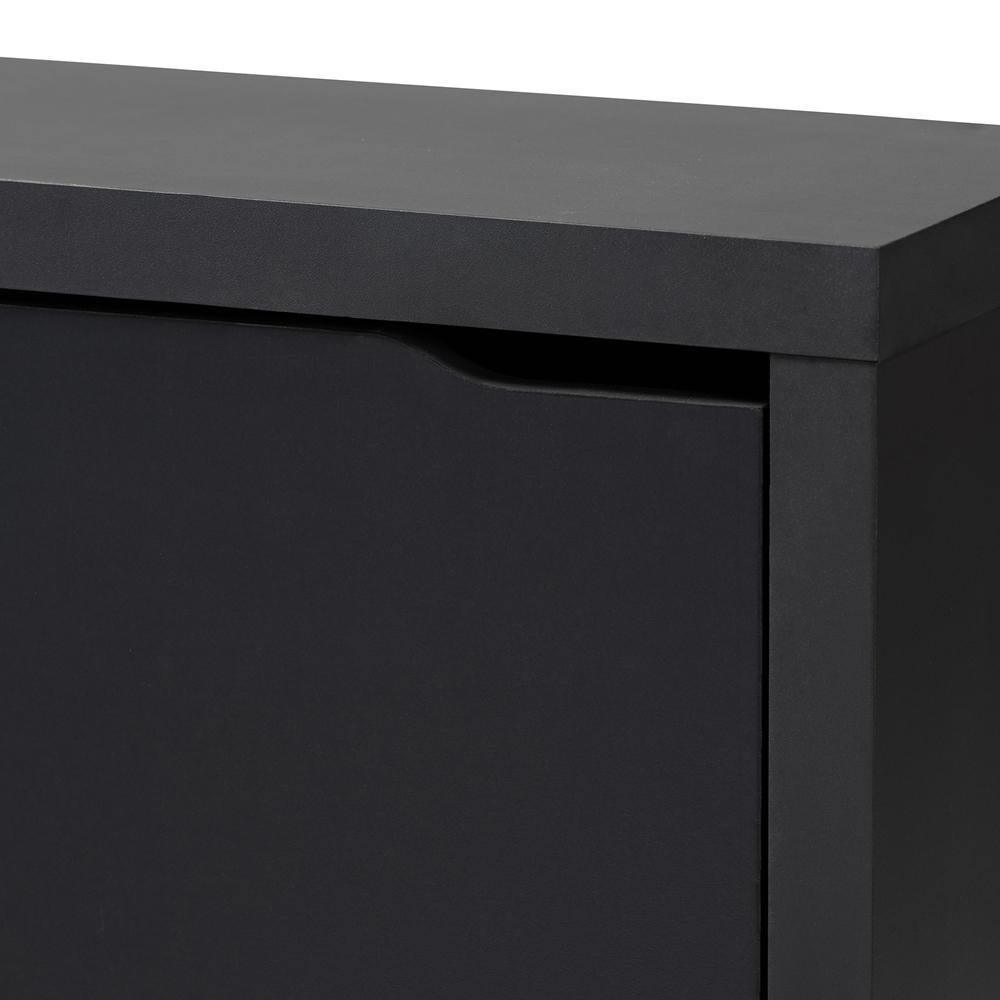 Simms Modern and contemporary Dark Grey Finished Wood Shoe Storage Cabinet with 4 Fold-Out Racks FredCo