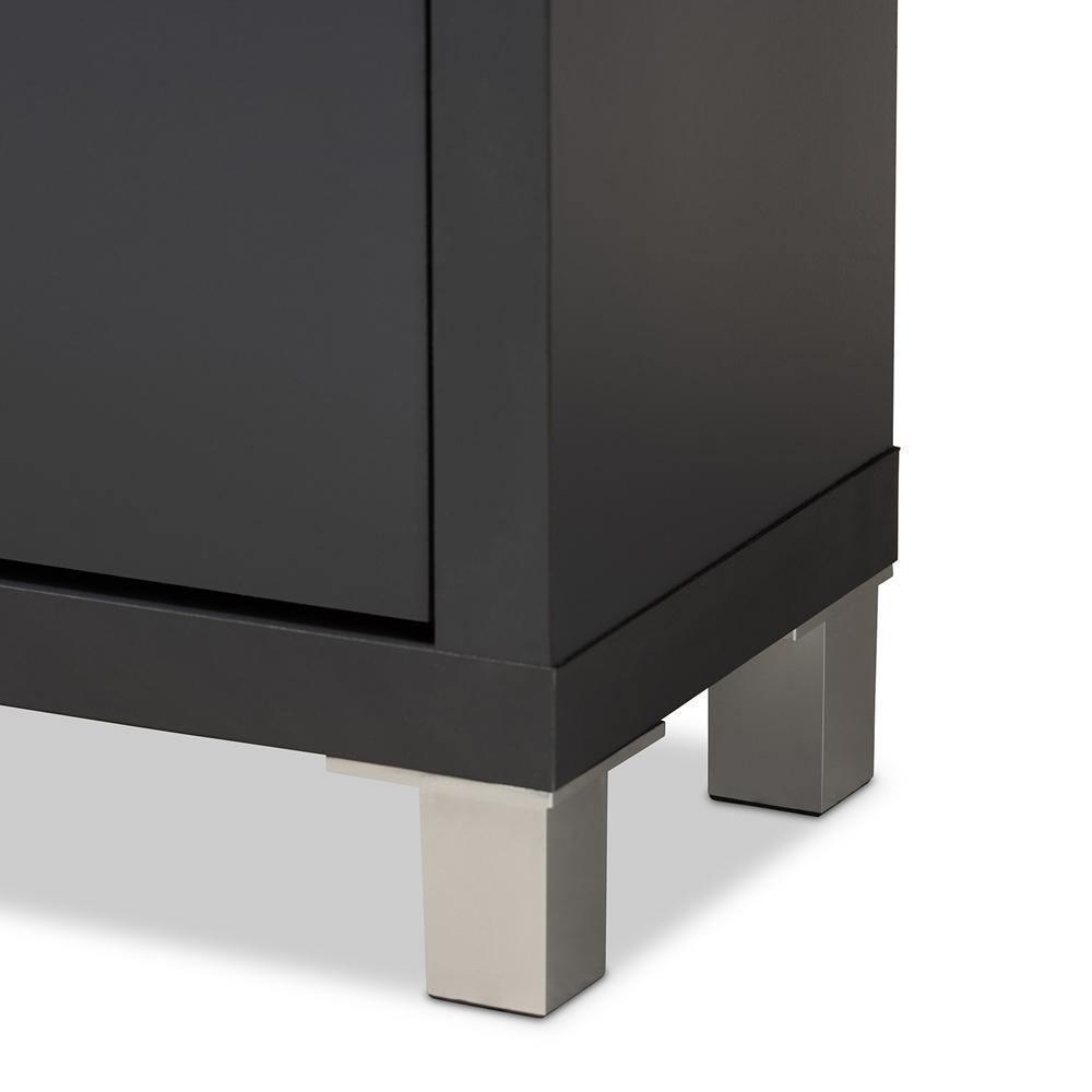 Simms Modern and contemporary Dark Grey Finished Wood Shoe Storage Cabinet with 4 Fold-Out Racks FredCo