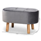Simone Mid-Century Modern Grey Velvet Fabric Upholstered Wood Ottoman FredCo