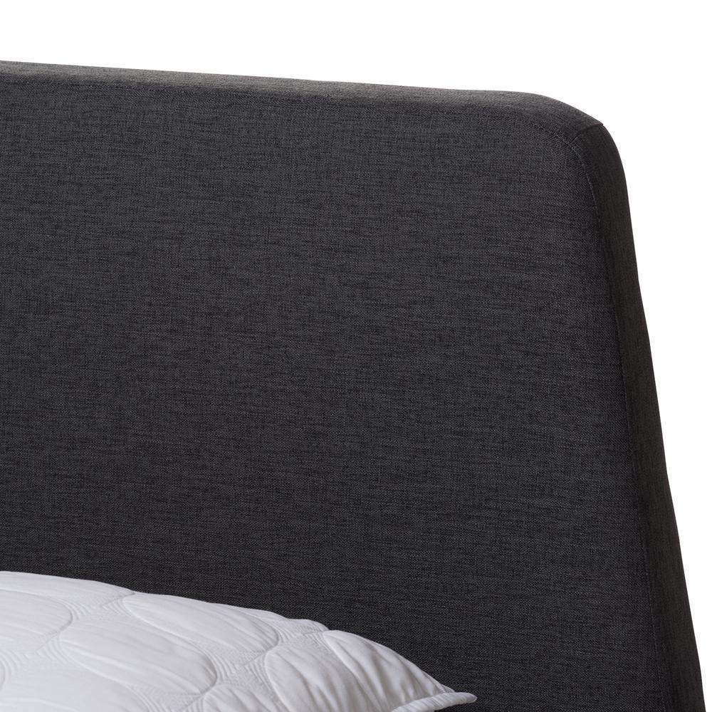 Sinclaire Modern and Contemporary Dark Grey Fabric Upholstered Walnut-Finished Queen Sized Platform Bed FredCo