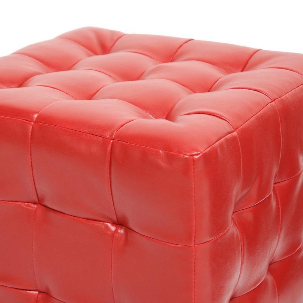Siskal Red Modern Cube Ottoman (Set of 2) FredCo