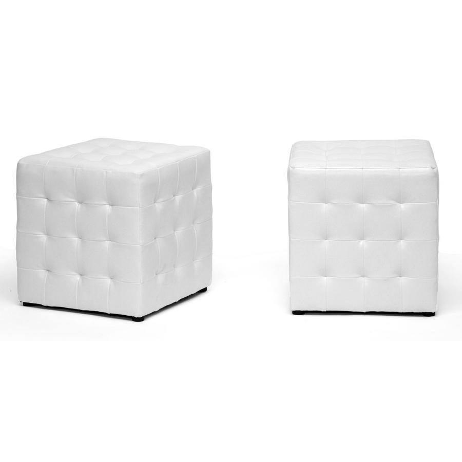 Siskal White Modern Cube Ottoman (Set of 2) FredCo