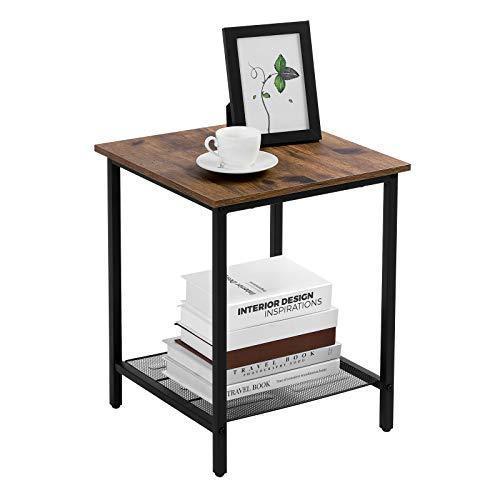 Small Accent Side Table with Shelf, Brown and Black FredCo