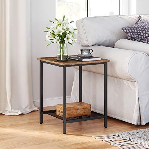 Small Accent Side Table with Shelf, Brown and Black FredCo