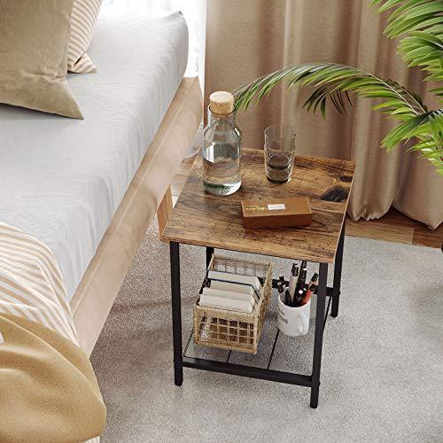 Small Accent Side Table with Shelf, Brown and Black FredCo