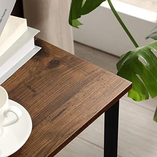 Small Accent Side Table with Shelf, Brown and Black FredCo