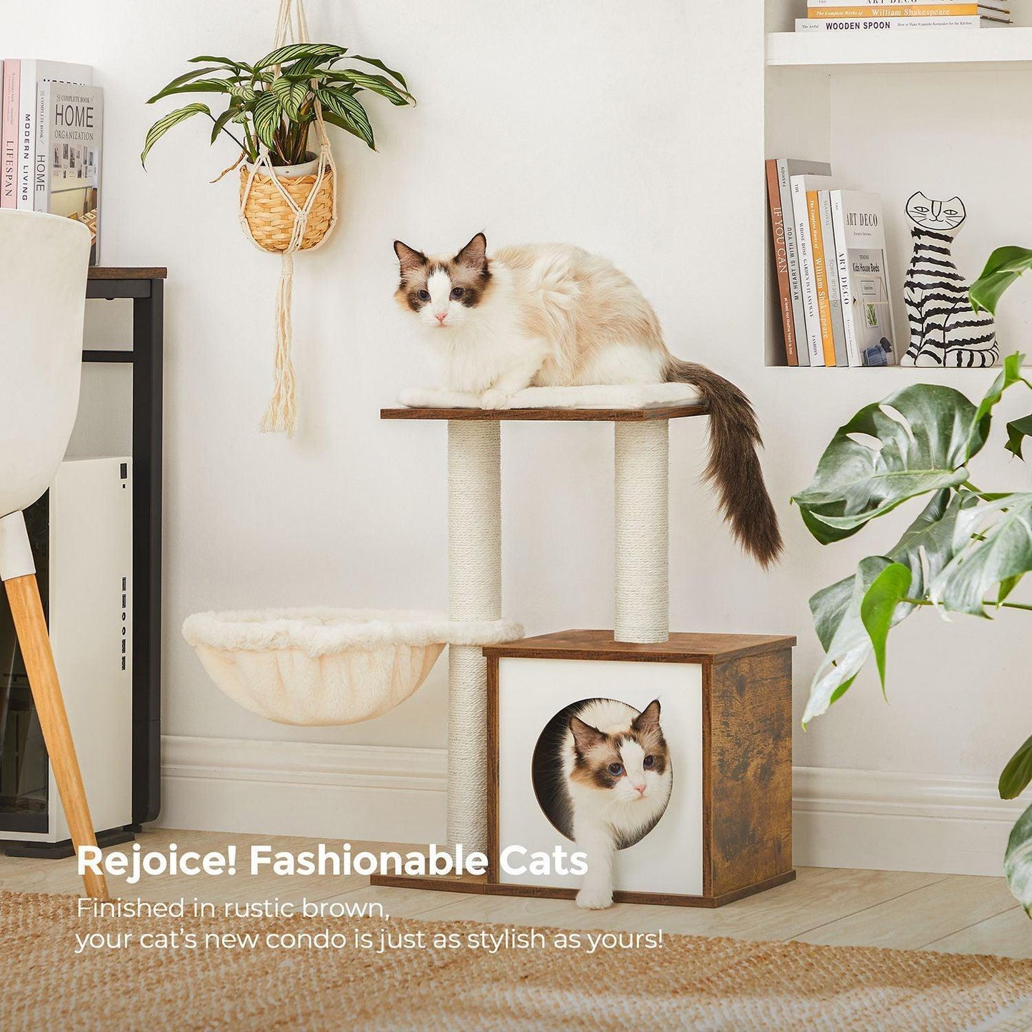 Small Cat Condo with Scratching Posts Brown FredCo