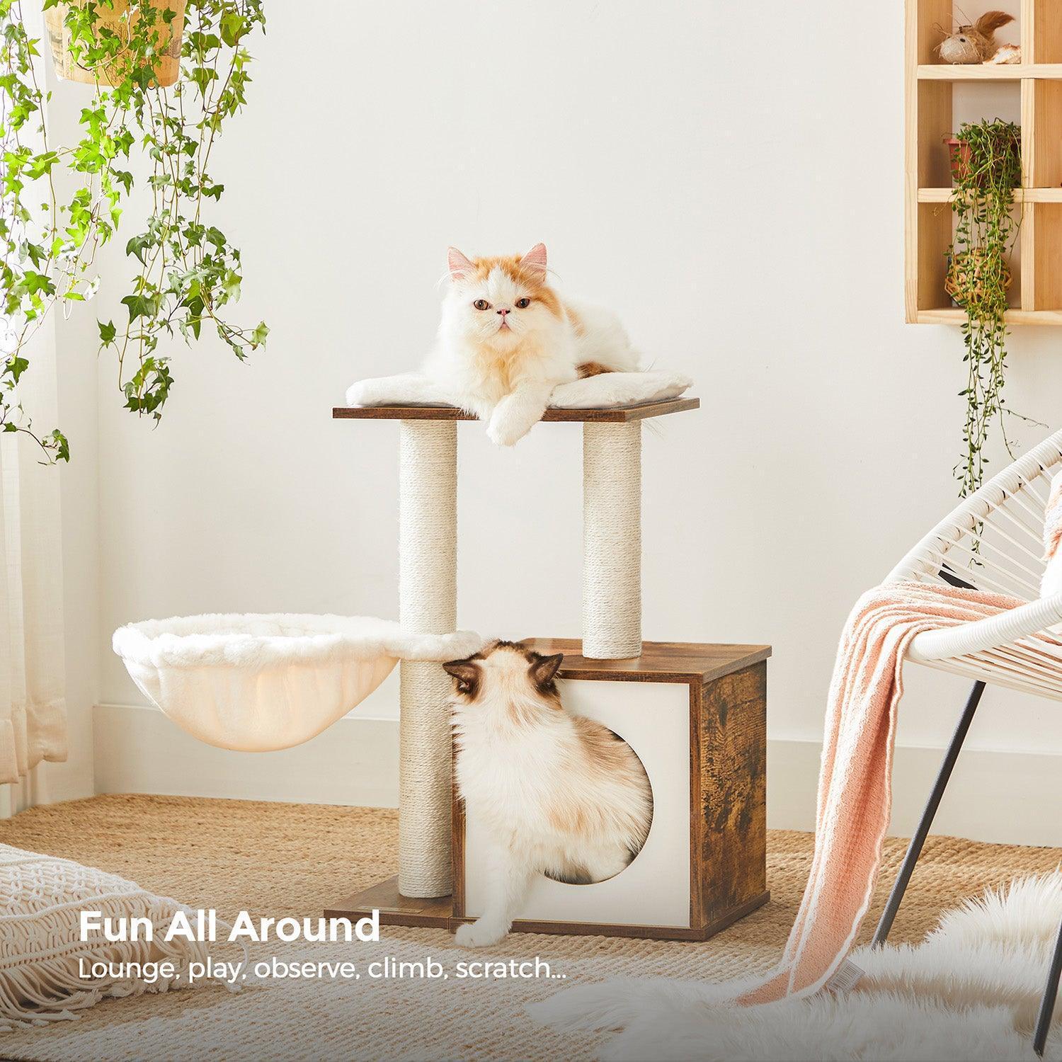Small Cat Condo with Scratching Posts Brown FredCo