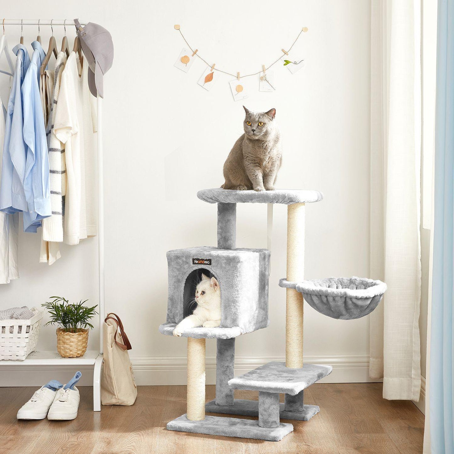 Small Cat Tower with Hammock, Gray FredCo