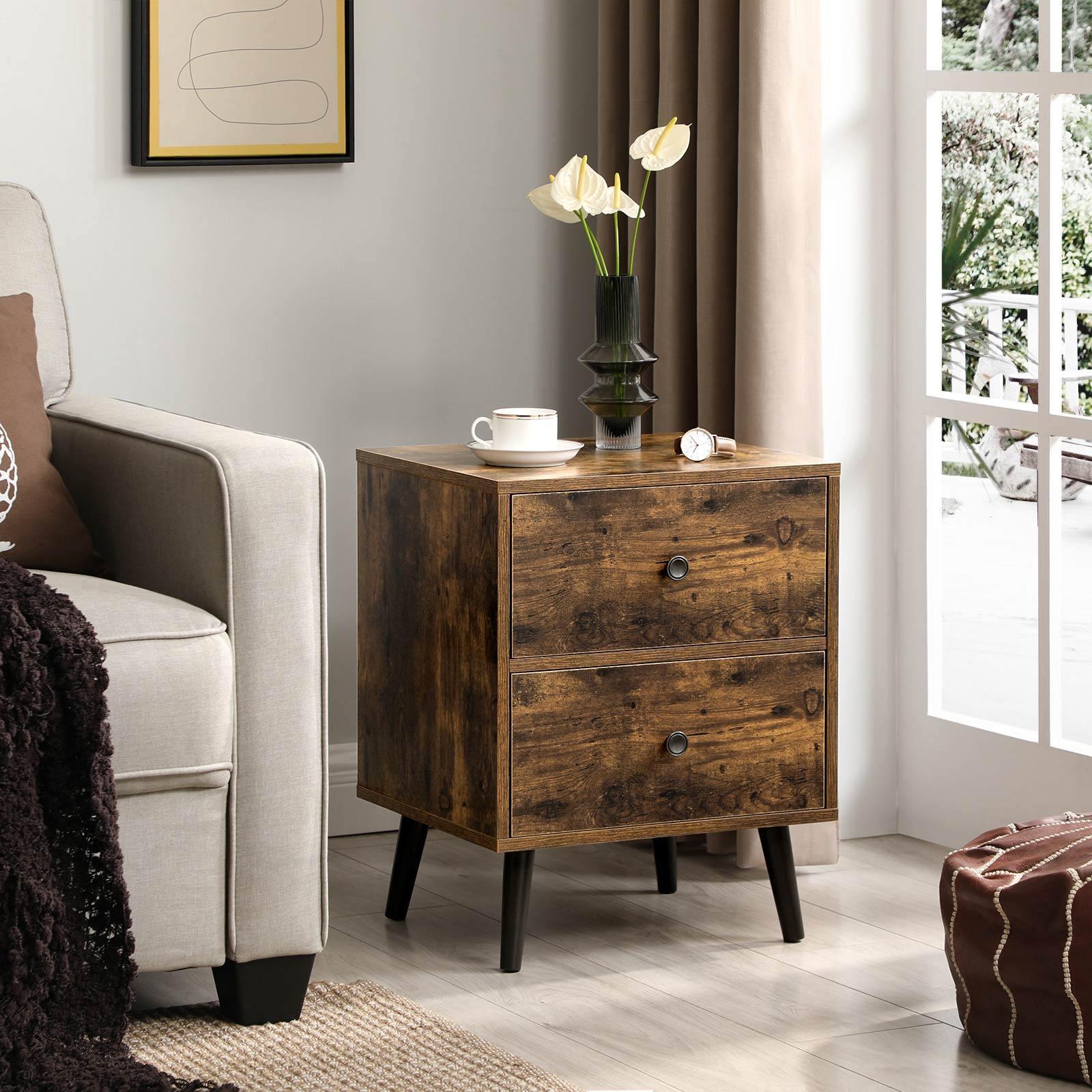 Sofa Side Table Rustic Brown FredCo