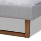 Sofia Mid-Century Modern Light Grey Fabric Upholstered and Ash Walnut Finished Wood Full Size Platform Bed FredCo