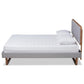 Sofia Mid-Century Modern Light Grey Fabric Upholstered and Ash Walnut Finished Wood King Size Platform Bed FredCo