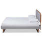 Sofia Mid-Century Modern Light Grey Fabric Upholstered and Ash Walnut Finished Wood Queen Size Platform Bed FredCo
