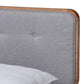 Sofia Mid-Century Modern Light Grey Fabric Upholstered and Ash Walnut Finished Wood Queen Size Platform Bed FredCo
