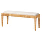 Sofia Modern Bohemian Natural Brown Rattan and Mahogany Wood Bench FredCo
