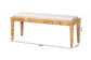 Sofia Modern Bohemian Natural Brown Rattan and Mahogany Wood Bench FredCo