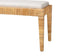Sofia Modern Bohemian Natural Brown Rattan and Mahogany Wood Bench FredCo