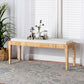 Sofia Modern Bohemian Natural Brown Rattan and Mahogany Wood Bench FredCo