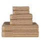 Soho Cotton Textured Ribbed Checker Border Absorbent 6-Piece Towel Set FredCo