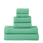 Soho Cotton Textured Ribbed Checker Border Absorbent 6-Piece Towel Set FredCo