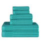 Soho Cotton Textured Ribbed Checker Border Absorbent 6-Piece Towel Set FredCo