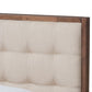 Soloman Mid-Century Modern Light Beige Fabric and Walnut Brown Finished Wood Full Size Platform Bed FredCo