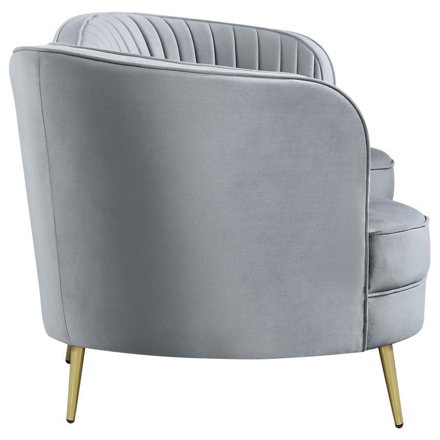 Sophia 2-piece Upholstered Living Room Set with Camel Back Grey and Gold 506864-S2 Coaster FredCo