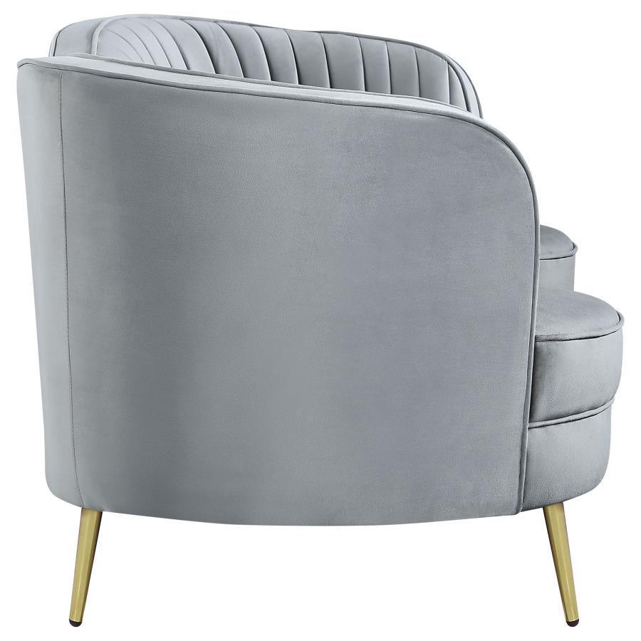 Sophia 2-piece Upholstered Living Room Set with Camel Back Grey and Gold 506864-S2 Coaster FredCo