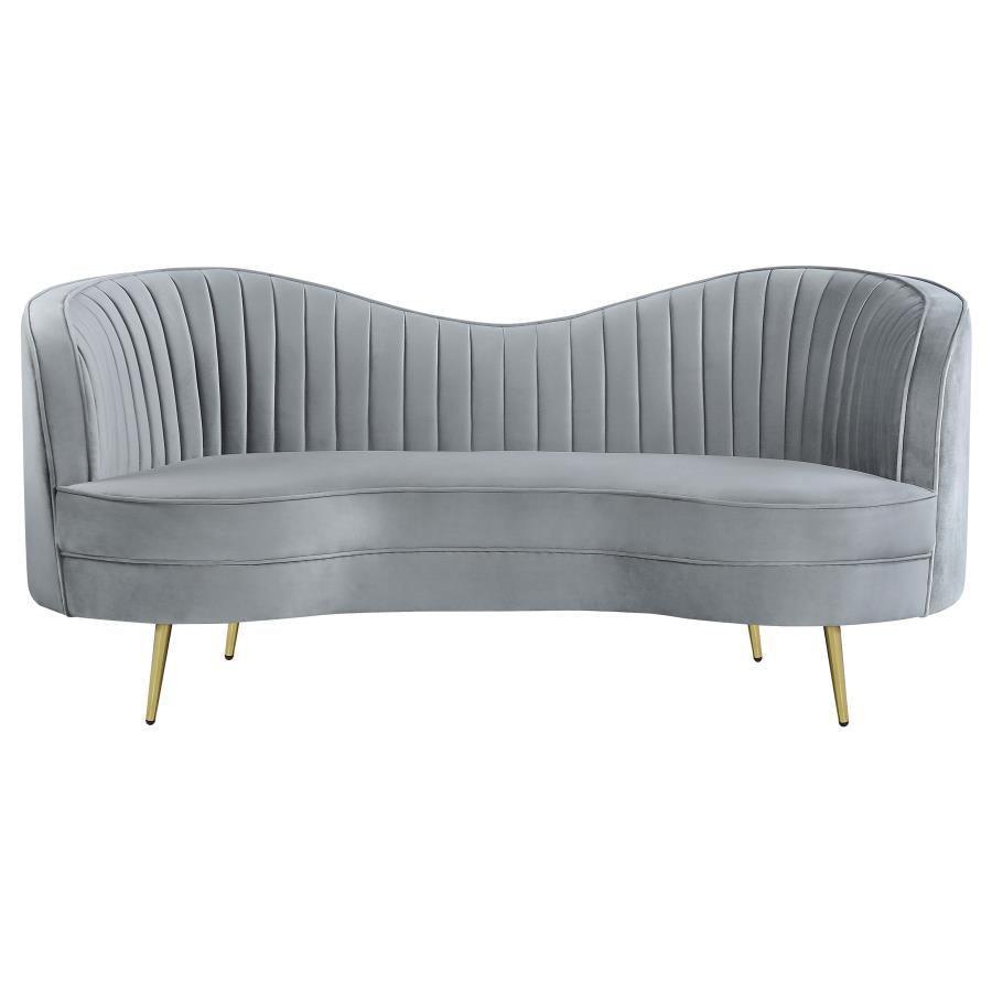 Sophia 2-piece Upholstered Living Room Set with Camel Back Grey and Gold 506864-S2 Coaster FredCo
