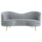 Sophia 2-piece Upholstered Living Room Set with Camel Back Grey and Gold 506864-S2 Coaster FredCo