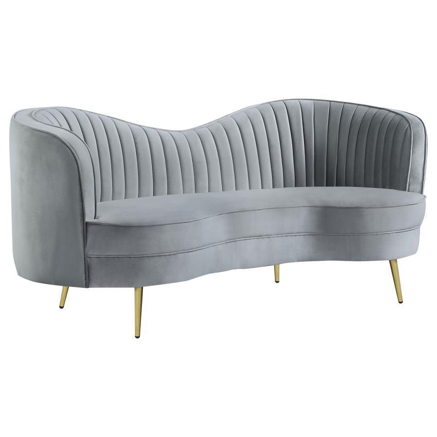 Sophia 2-piece Upholstered Living Room Set with Camel Back Grey and Gold 506864-S2 Coaster FredCo
