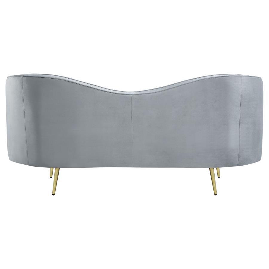 Sophia 2-piece Upholstered Living Room Set with Camel Back Grey and Gold 506864-S2 Coaster FredCo