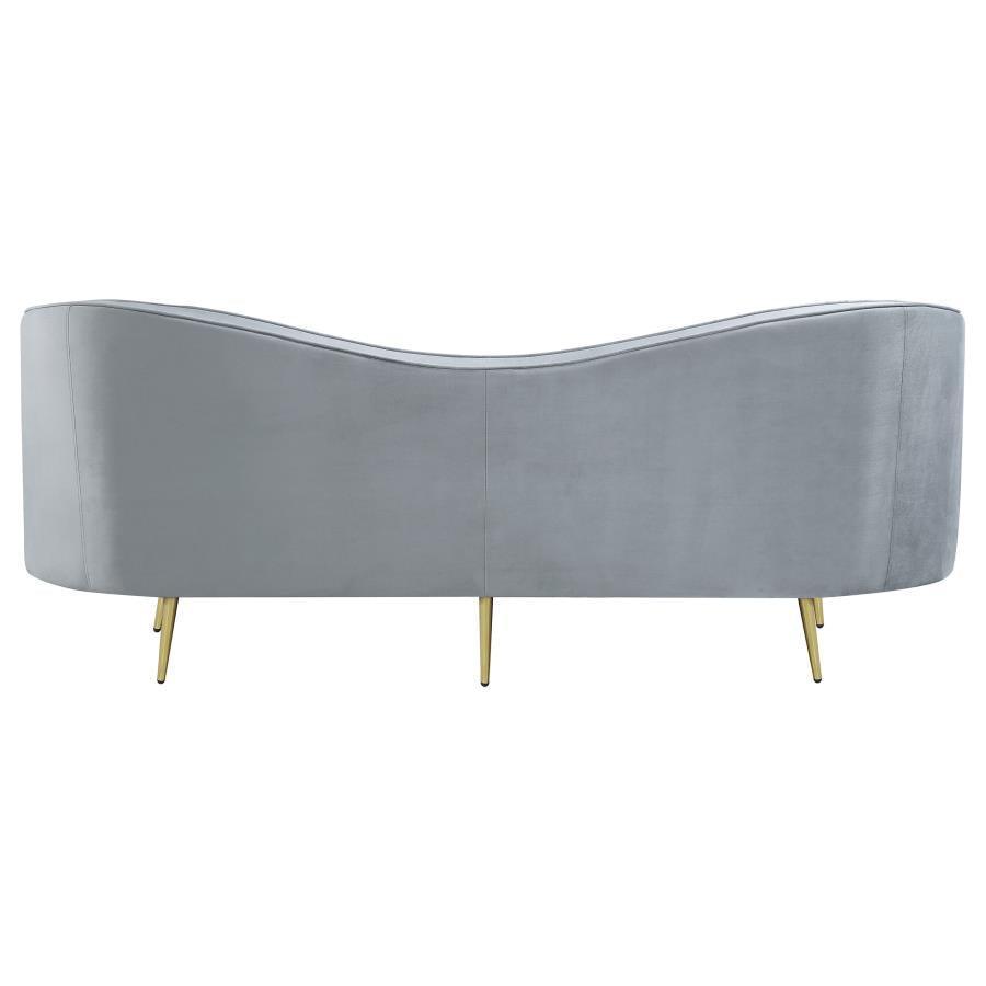 Sophia 3-piece Upholstered Living Room Set with Camel Back Grey and Gold 506864-S3 Coaster FredCo
