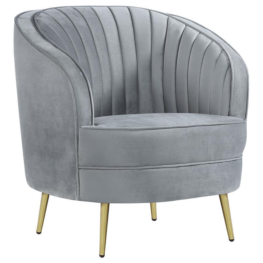 Sophia 3-piece Upholstered Living Room Set with Camel Back Grey and Gold 506864-S3 Coaster FredCo