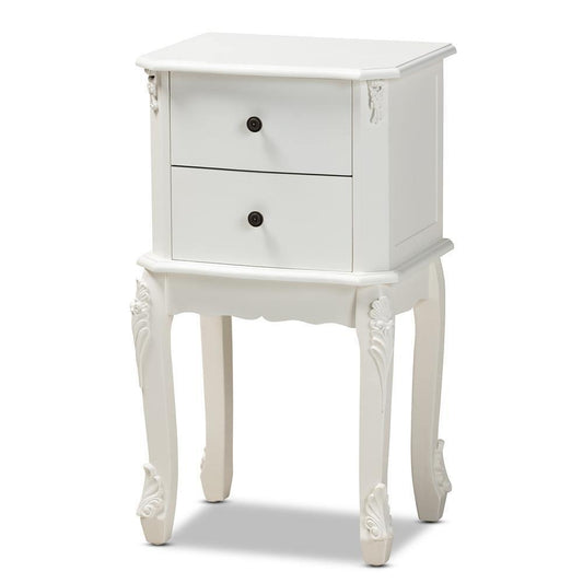 Sophia Classic and Traditional French White Finished Wood 2-Drawer Nightstand FredCo