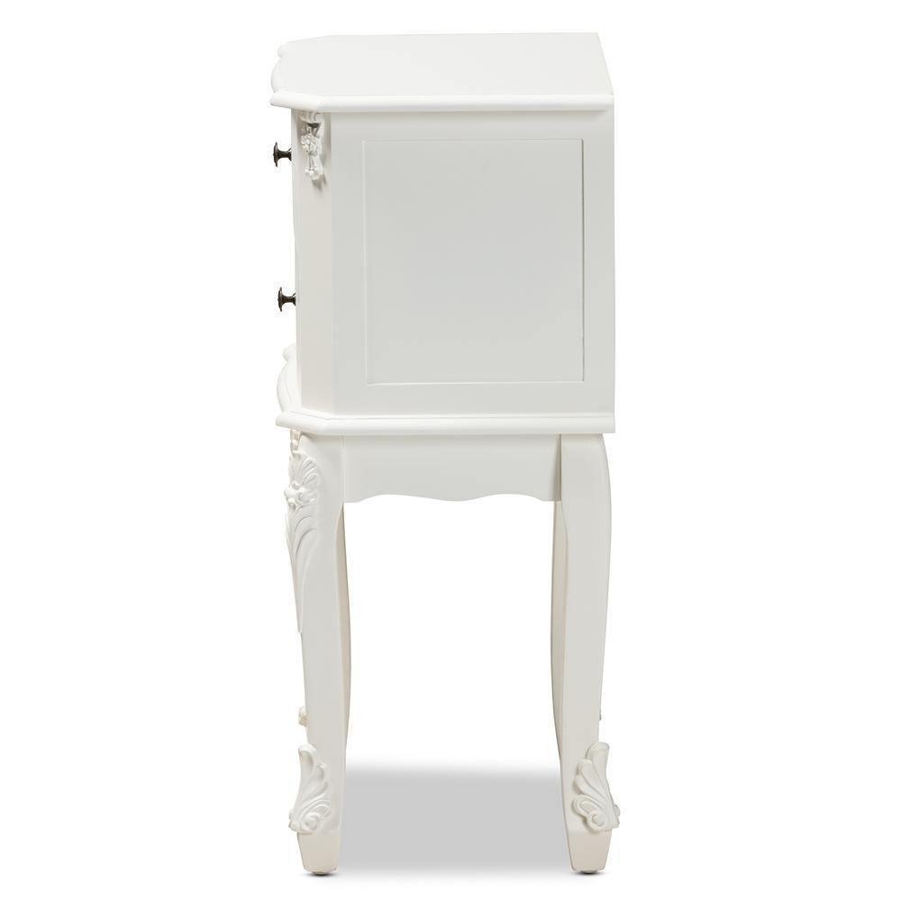 Sophia Classic and Traditional French White Finished Wood 2-Drawer Nightstand FredCo
