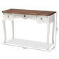 Sophie Classic Traditional French Country White and Brown Finished Large 3-Drawer Wood Console Table FredCo