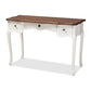 Sophie Classic Traditional French Country White and Brown Finished Large 3-Drawer Wood Console Table FredCo