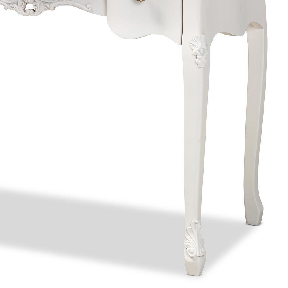 Sophie Classic Traditional French Country White and Brown Finished Small 3-Drawer Wood Console Table FredCo