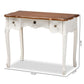 Sophie Classic Traditional French Country White and Brown Finished Small 3-Drawer Wood Console Table FredCo