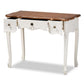 Sophie Classic Traditional French Country White and Brown Finished Small 3-Drawer Wood Console Table FredCo