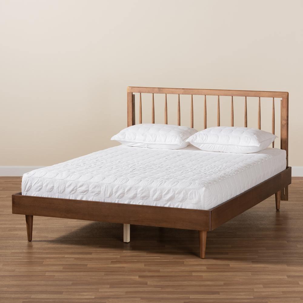 Sora Mid-Century Modern Ash Walnut Finished Wood Full Size Platform Bed FredCo