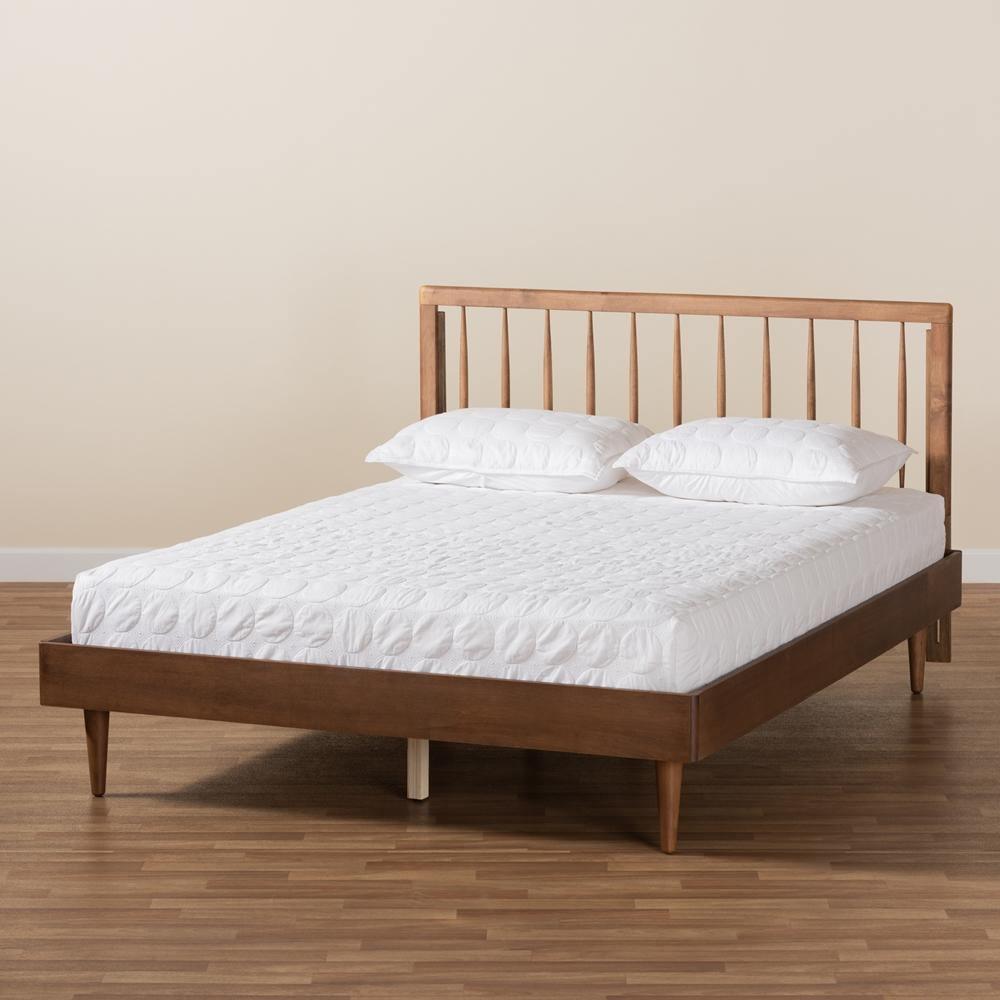 Sora Mid-Century Modern Ash Walnut Finished Wood King Size Platform Bed FredCo