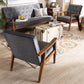 Sorrento Mid-century Modern Grey Velvet Fabric Upholstered Walnut Finished 3-Piece Wooden Living Room Set FredCo