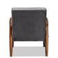 Sorrento Mid-century Modern Grey Velvet Fabric Upholstered Walnut Finished Wooden Lounge Chair FredCo