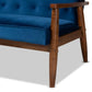 Sorrento Mid-century Modern Navy Blue Velvet Fabric Upholstered Walnut Finished 3-Piece Wooden Living Room Set FredCo
