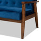 Sorrento Mid-century Modern Navy Blue Velvet Fabric Upholstered Walnut Finished Wooden 3-seater Sofa FredCo