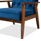 Sorrento Mid-century Modern Navy Blue Velvet Fabric Upholstered Walnut Finished Wooden Lounge Chair FredCo