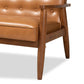 Sorrento Mid-Century Modern Tan Faux Leather Upholstered and Walnut Brown Finished Wood 3-Piece Living Room Set FredCo