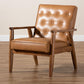 Sorrento Mid-Century Modern Tan Faux Leather Upholstered and Walnut Brown Finished Wood Lounge Chair FredCo